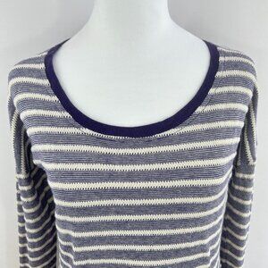 Boho Striped Knit Top Purple Off-White - Large